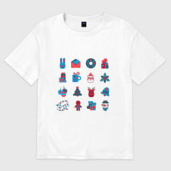 Женская футболка оверсайз Новогодние символы минимализм