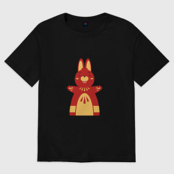 Футболка оверсайз женская Red bunny, цвет: черный