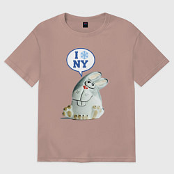 Женская футболка оверсайз Заяц-ёлочная игрушка