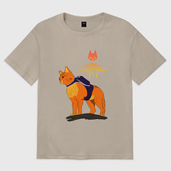 Футболка оверсайз женская Stray - cat logo, цвет: миндальный