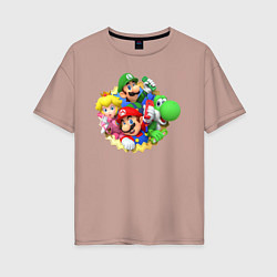 Женская футболка оверсайз Марио, Луиджи, Пич и Йоши