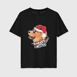 Женская футболка оверсайз Собачье Рождество