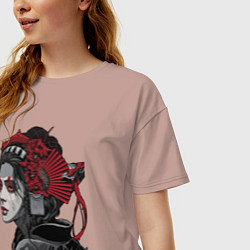 Футболка оверсайз женская Sad samurai, цвет: пыльно-розовый — фото 2
