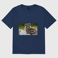 Футболка оверсайз женская Дружные еноты, цвет: тёмно-синий