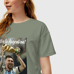 Футболка оверсайз женская Lionel Messi - world champion - Argentina, цвет: авокадо — фото 2