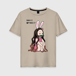 Женская футболка оверсайз Милашка Незуко из аниме клинок рассекающий демонов
