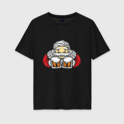 Женская футболка оверсайз Санта с пивасиком