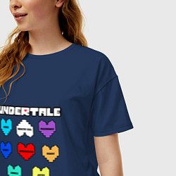 Футболка оверсайз женская Undertale - души 8 людей, цвет: тёмно-синий — фото 2