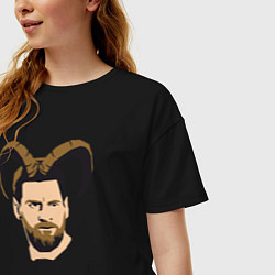 Футболка оверсайз женская Messi goat, цвет: черный — фото 2
