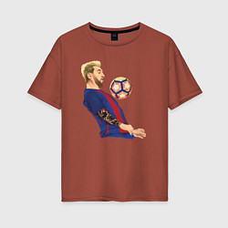 Футболка оверсайз женская Messi Barcelona, цвет: кирпичный