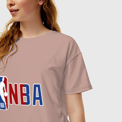 Футболка оверсайз женская NBA - big logo, цвет: пыльно-розовый — фото 2