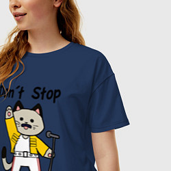 Футболка оверсайз женская Freddy MEOWcury, цвет: тёмно-синий — фото 2