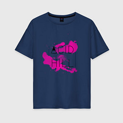 Футболка оверсайз женская Acid hill pink, цвет: тёмно-синий