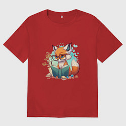 Женская футболка оверсайз Умный лисёнок