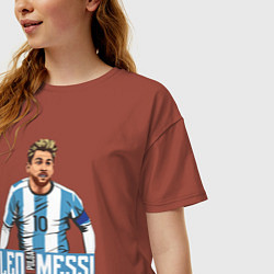 Футболка оверсайз женская Messi la pulga, цвет: кирпичный — фото 2