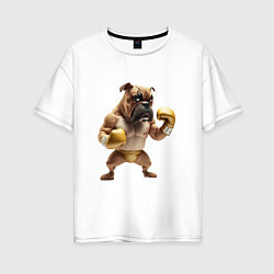 Женская футболка оверсайз Собака занимается боксом