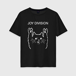 Женская футболка оверсайз Joy Division рок кот