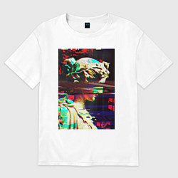 Футболка оверсайз женская Glitch pixel art, цвет: белый
