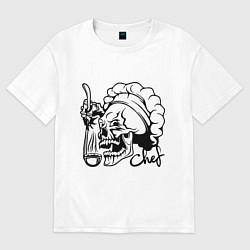 Футболка оверсайз женская Chef skull, цвет: белый