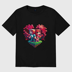 Женская футболка оверсайз Влюбленные в Minecraft