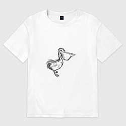 Футболка оверсайз женская Важный пеликан, цвет: белый