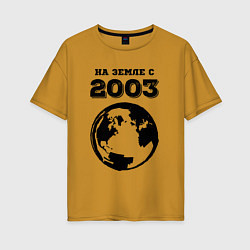 Женская футболка оверсайз На Земле с 2003 с краской на светлом