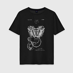 Женская футболка оверсайз Патент на двигатель мотоцикла