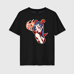 Женская футболка оверсайз Дьяволица - огненная любовь