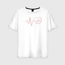 Женская футболка оверсайз Сердцебиение с любовью