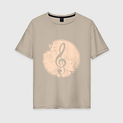 Женская футболка оверсайз Музыка - скрипичный ключ