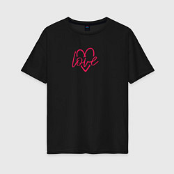 Женская футболка оверсайз Love в розовом мердце для паттерна