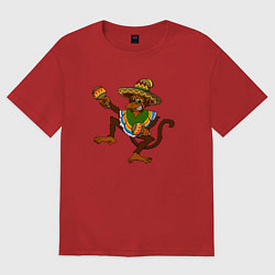 Женская футболка оверсайз Забавная обезьянка в мексиканском стиле