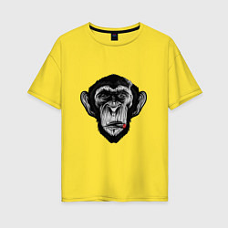Женская футболка оверсайз Шимпанзе с сигарой