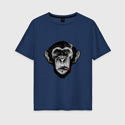 Женская футболка оверсайз Шимпанзе с сигарой