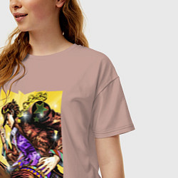 Футболка оверсайз женская Джотаро Куджо - JoJo Bizarre Adventure, цвет: пыльно-розовый — фото 2