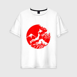 Женская футболка оверсайз Флаг Японии - красное солнце