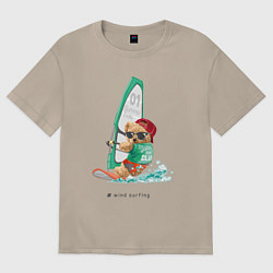 Женская футболка оверсайз Wind surfing bear