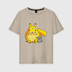 Женская футболка оверсайз Pika Totoro