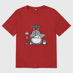 Женская футболка оверсайз Тоторо с зонтиком