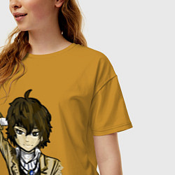 Футболка оверсайз женская Дадзай Осаму, цвет: горчичный — фото 2