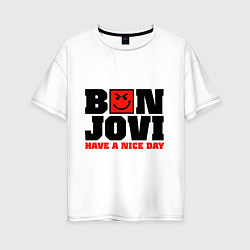 Футболка оверсайз женская Bon Jovi band, цвет: белый