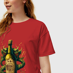 Футболка оверсайз женская Зеленый змий, цвет: красный — фото 2