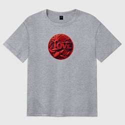 Футболка оверсайз женская Любовь на День Святого Валентина, узор, цвет: меланж