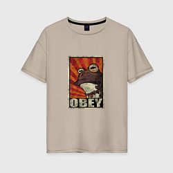 Женская футболка оверсайз Obey frog