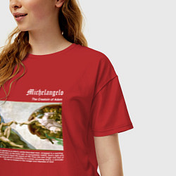 Футболка оверсайз женская Фреска Микеланджело, цвет: красный — фото 2