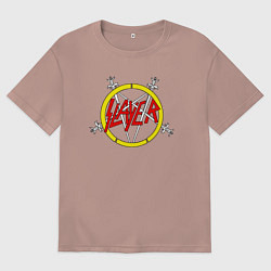 Футболка оверсайз женская Slayer rock music, цвет: пыльно-розовый