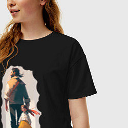 Футболка оверсайз женская Дочка и отец вместе, цвет: черный — фото 2