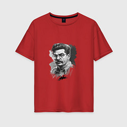 Женская футболка оверсайз Сталин в черно-белом исполнении