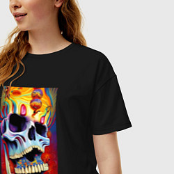 Футболка оверсайз женская Crazy skull - нейросеть - art, цвет: черный — фото 2