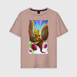 Женская футболка оверсайз Взгляд летучего кота - neural network - surrealism